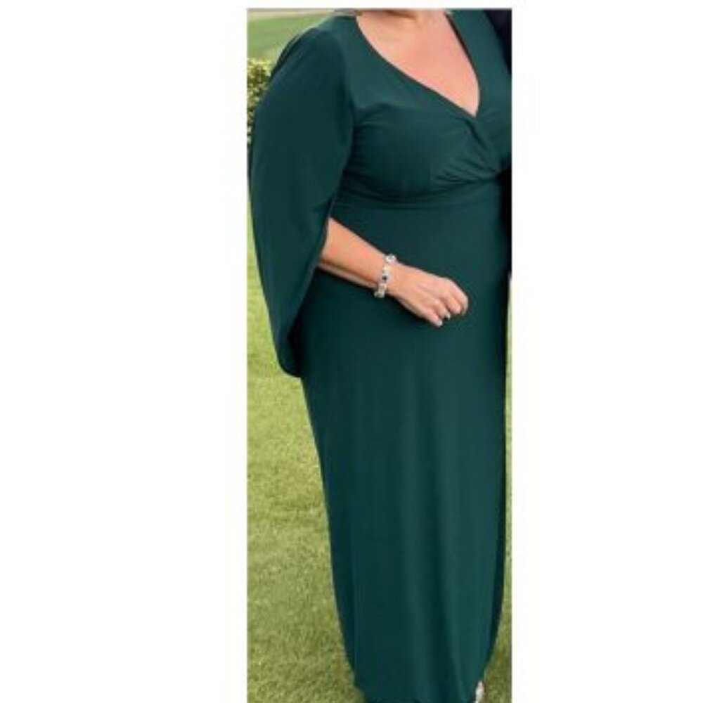 Emerald Green Jersey Draped Floor Length Gown